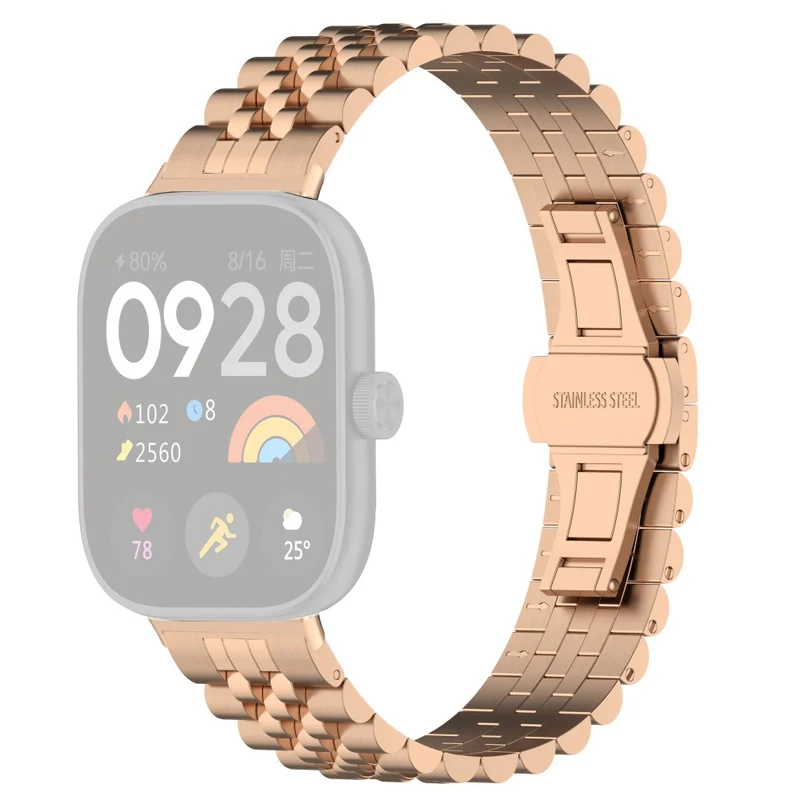 Xiaomi Redmi Watch 4 / Smart Band 8 Pro Stainless Steel Watch Strap Stylish Replacement Band - Black+Silver+Black A
