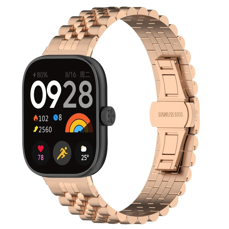 Xiaomi Redmi Watch 4 / Smart Band 8 Pro Stainless Steel Watch Strap Stylish Replacement Band - Black+Silver+Black A