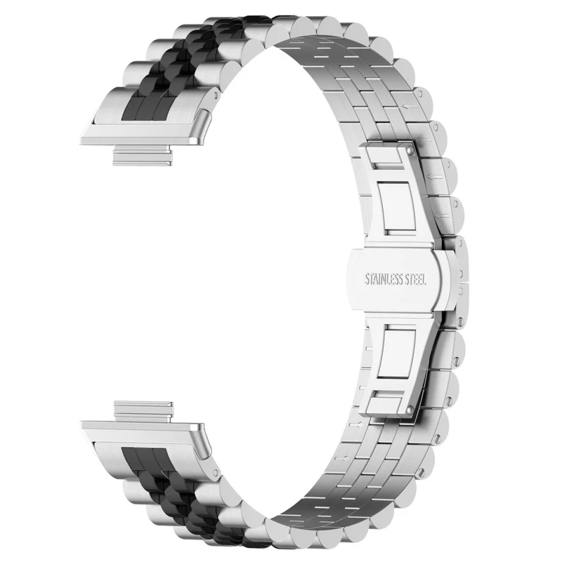 Xiaomi Redmi Watch 4 / Smart Band 8 Pro Stainless Steel Watch Strap Stylish Replacement Band - Black+Silver+Black A