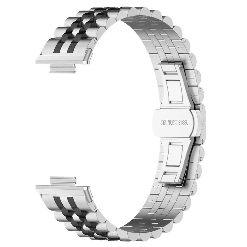 Xiaomi Redmi Watch 4 / Smart Band 8 Pro Stainless Steel Watch Strap Stylish Replacement Band - Black+Silver+Black A