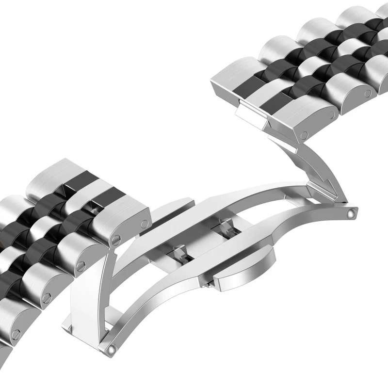 Xiaomi Redmi Watch 4 / Smart Band 8 Pro Stainless Steel Watch Strap Stylish Replacement Band - Black+Silver+Black A