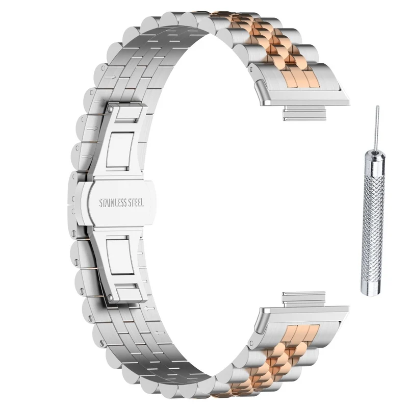 Xiaomi Redmi Watch 4 / Smart Band 8 Pro Stainless Steel Watch Strap Stylish Replacement Band - Black+Silver+Black A