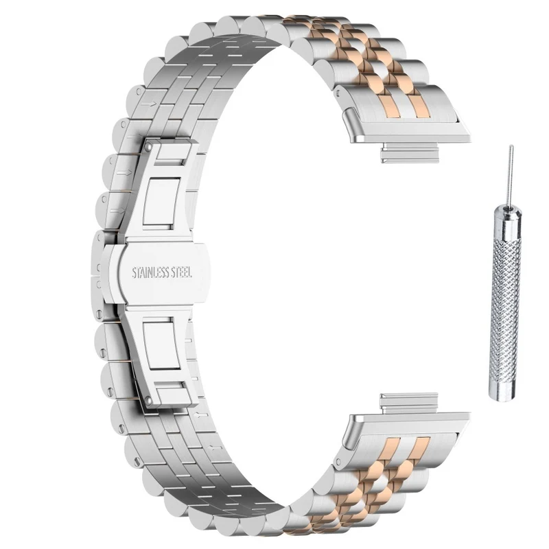 Xiaomi Redmi Watch 4 / Smart Band 8 Pro Stainless Steel Watch Strap Stylish Replacement Band - Black+Silver+Black A