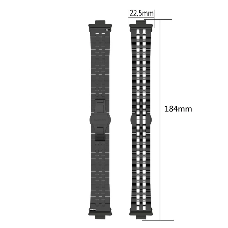 Xiaomi Redmi Watch 4 / Smart Band 8 Pro Stainless Steel Watch Strap Stylish Replacement Band - Black+Silver+Black A