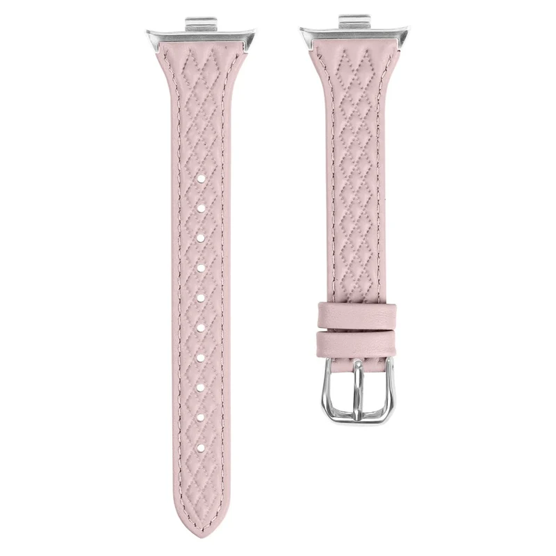 Xiaomi Smart Band 8 Pro Replacement Rhombus Imprinted Genuine Cow Leather Watch Strap