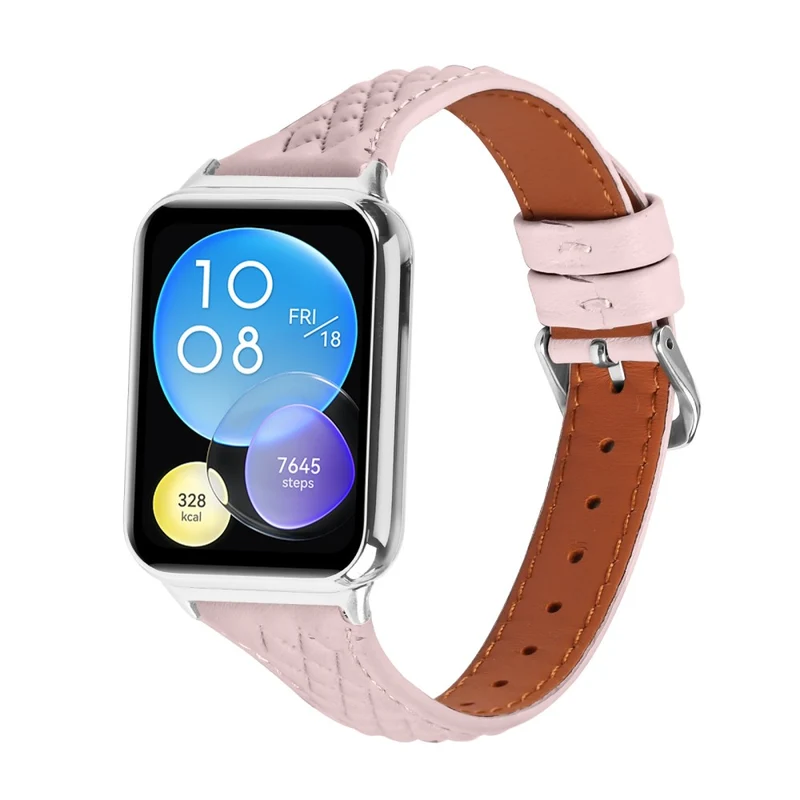 Xiaomi Smart Band 8 Pro Replacement Rhombus Imprinted Genuine Cow Leather Watch Strap