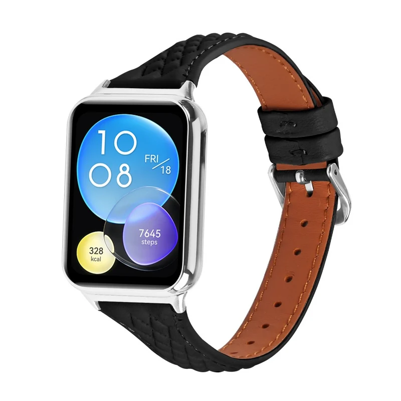 Xiaomi Smart Band 8 Pro Replacement Rhombus Imprinted Genuine Cow Leather Watch Strap