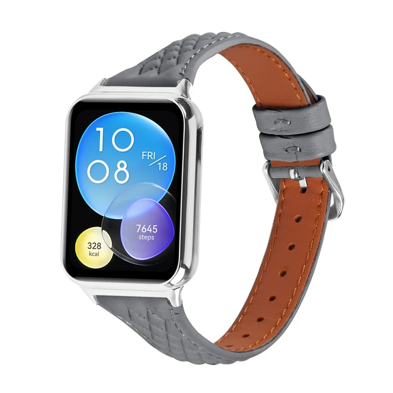 Xiaomi Smart Band 8 Pro Replacement Rhombus Imprinted Genuine Cow Leather Watch Strap