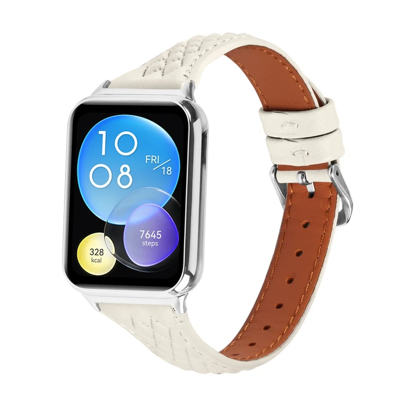 Xiaomi Smart Band 8 Pro Replacement Rhombus Imprinted Genuine Cow Leather Watch Strap