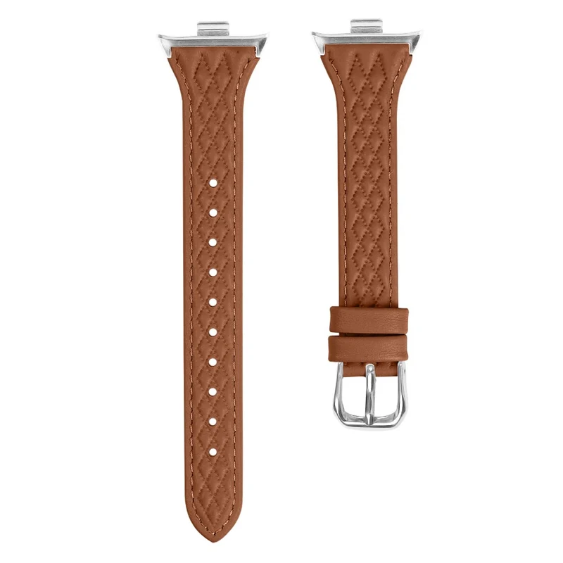 Xiaomi Smart Band 8 Pro Replacement Rhombus Imprinted Genuine Cow Leather Watch Strap