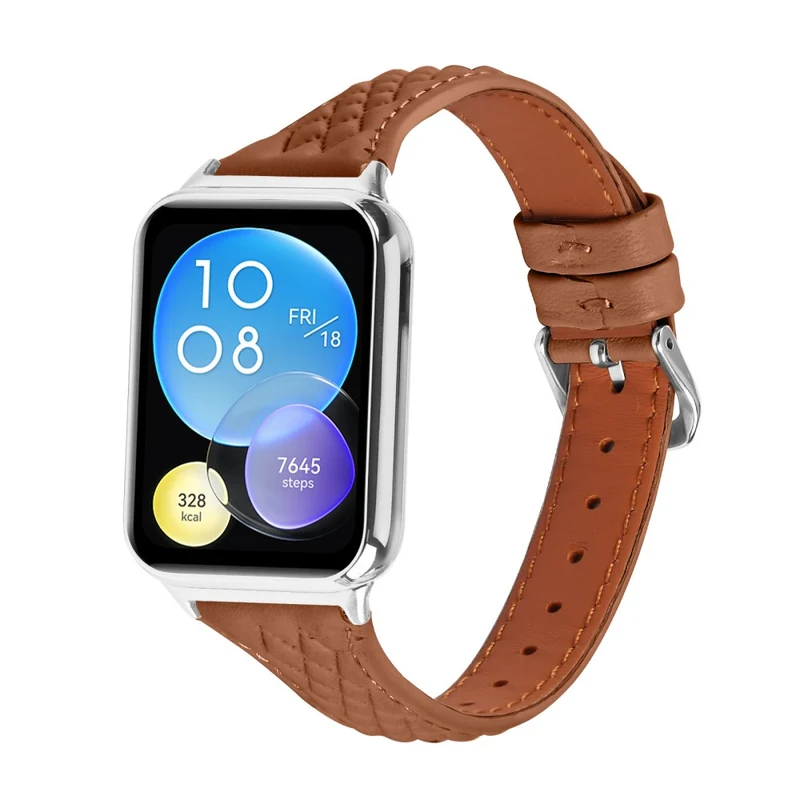 Xiaomi Smart Band 8 Pro Replacement Rhombus Imprinted Genuine Cow Leather Watch Strap