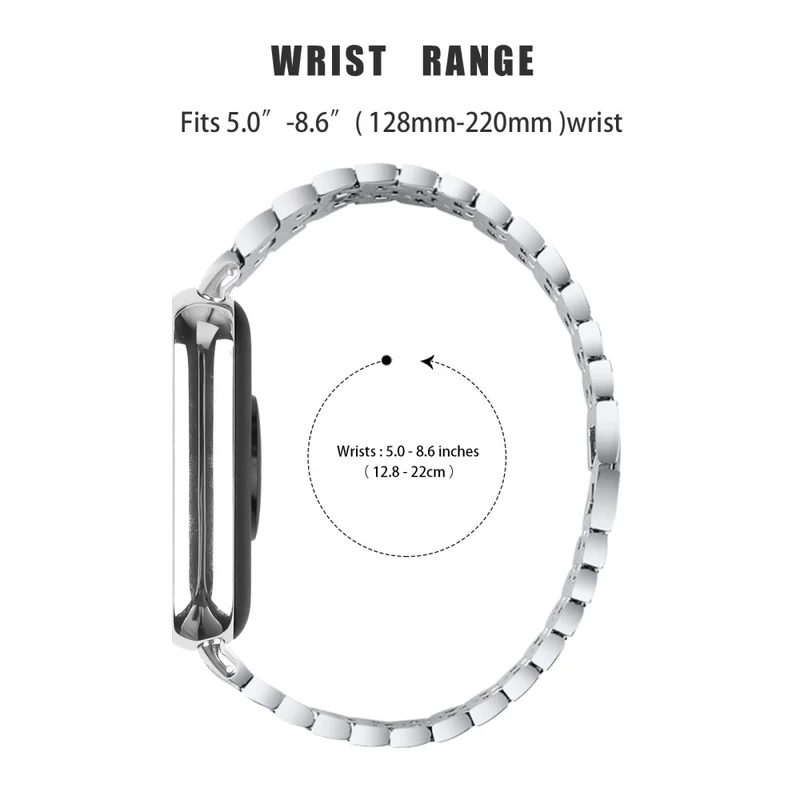 Xiaomi Smart Band 8 Pro 3 Rows Rhinestone Zinc Alloy Watch Band Women Replacement Strap - Pink Gold+Transparent
