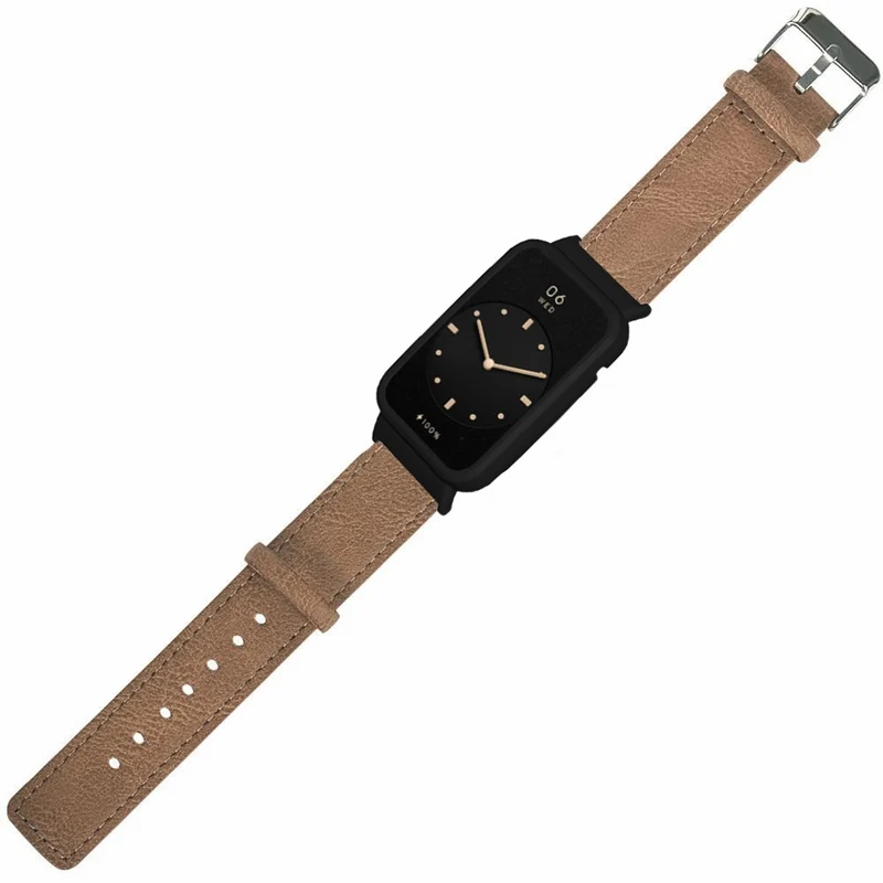 Xiaomi Smart Band 8 Pro Leather Watch Bands Replacement Strap with Black Watch Case