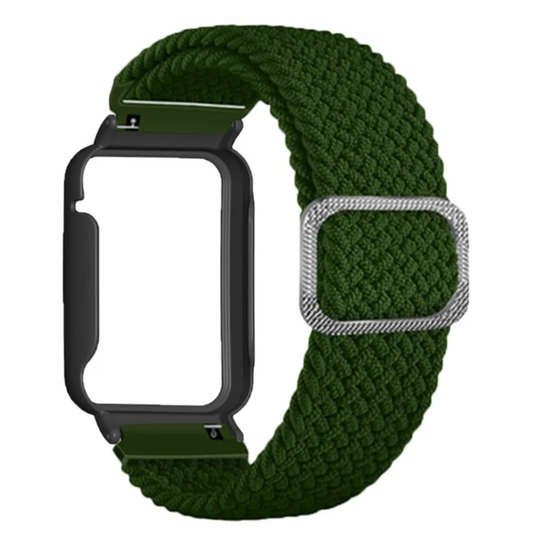 Xiaomi Smart Band 8 Pro Watch Bands Braided Nylon Strap with Watch Case - Rainbow+Black Shell