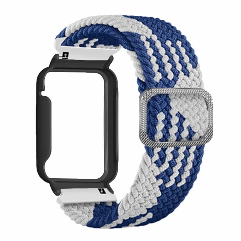 Xiaomi Smart Band 8 Pro Watch Bands Braided Nylon Strap with Watch Case - Rainbow+Black Shell