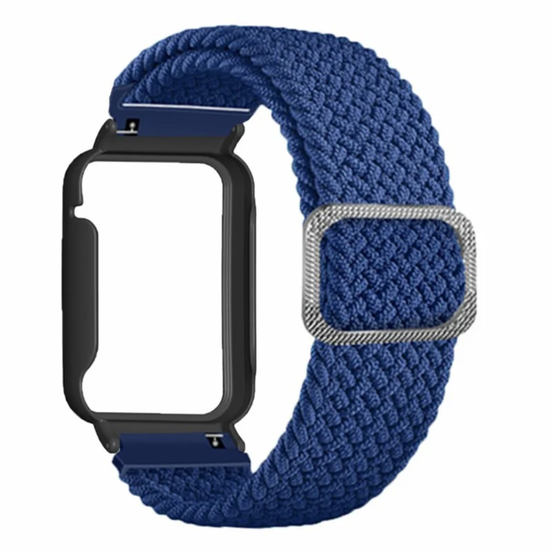 Xiaomi Smart Band 8 Pro Watch Bands Braided Nylon Strap with Watch Case - Rainbow+Black Shell