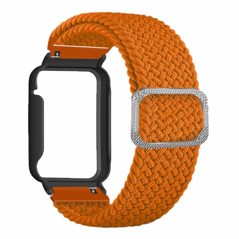 Xiaomi Smart Band 8 Pro Watch Bands Braided Nylon Strap with Watch Case - Rainbow+Black Shell