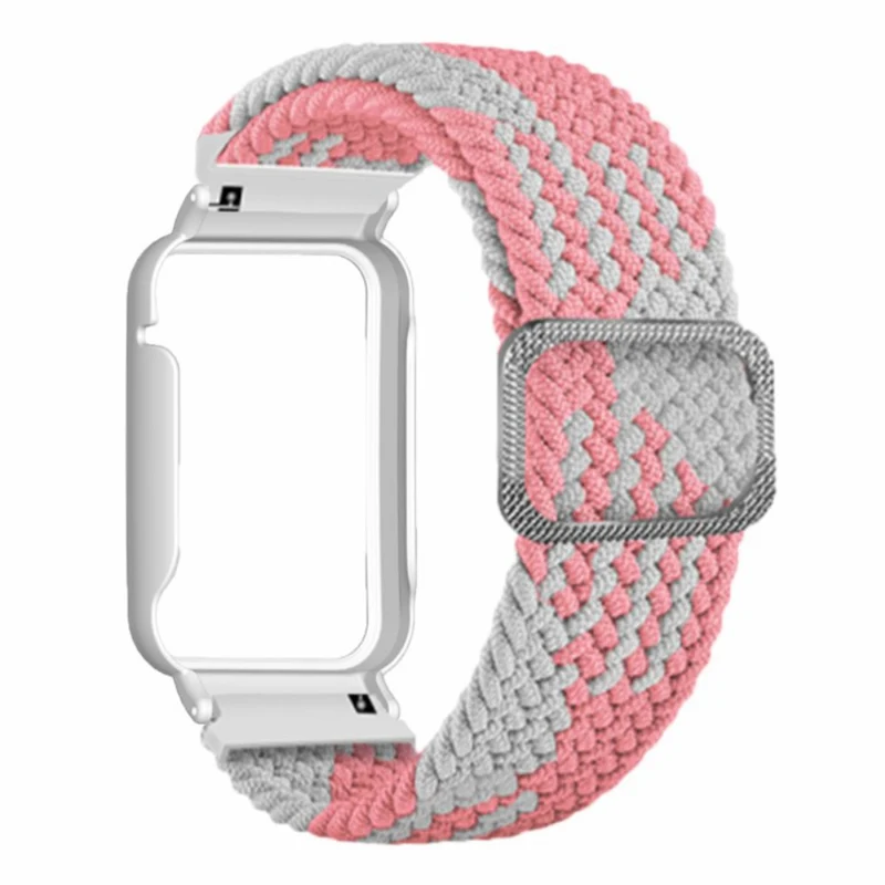 Xiaomi Smart Band 8 Pro Watch Bands Braided Nylon Strap with Watch Case - Rainbow+Black Shell