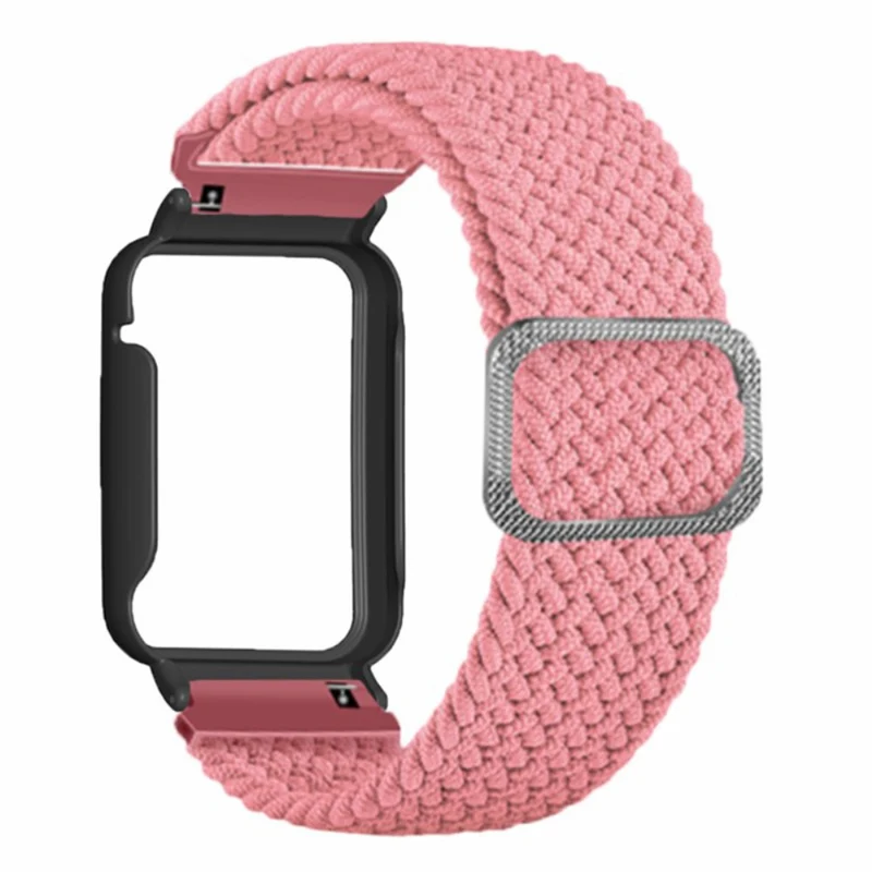 Xiaomi Smart Band 8 Pro Watch Bands Braided Nylon Strap with Watch Case - Rainbow+Black Shell