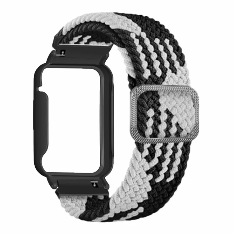 Xiaomi Smart Band 8 Pro Watch Bands Braided Nylon Strap with Watch Case - Rainbow+Black Shell