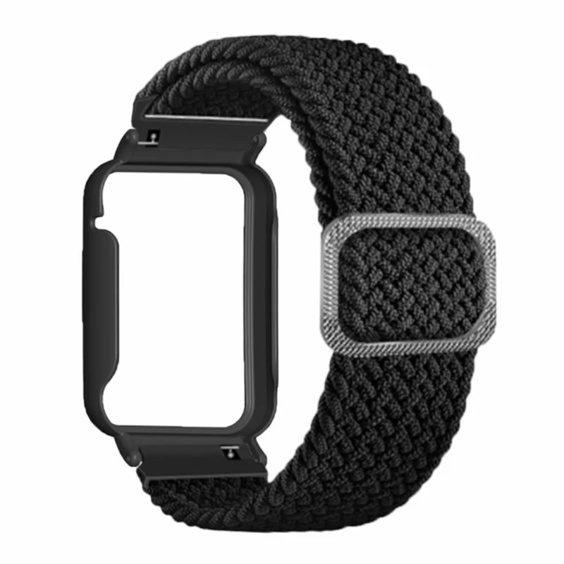Xiaomi Smart Band 8 Pro Watch Bands Braided Nylon Strap with Watch Case - Rainbow+Black Shell