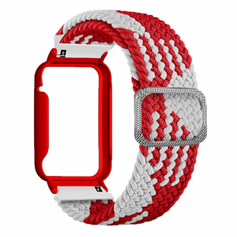 Xiaomi Smart Band 8 Pro Watch Bands Braided Nylon Strap with Watch Case - Rainbow+Black Shell