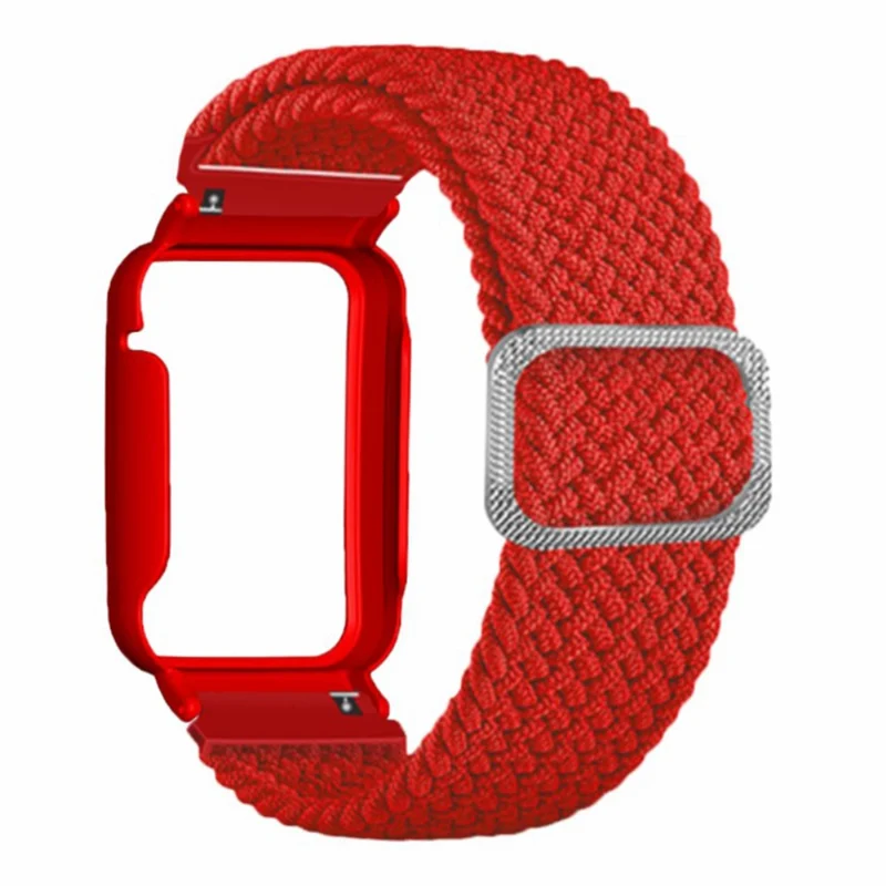 Xiaomi Smart Band 8 Pro Watch Bands Braided Nylon Strap with Watch Case - Rainbow+Black Shell