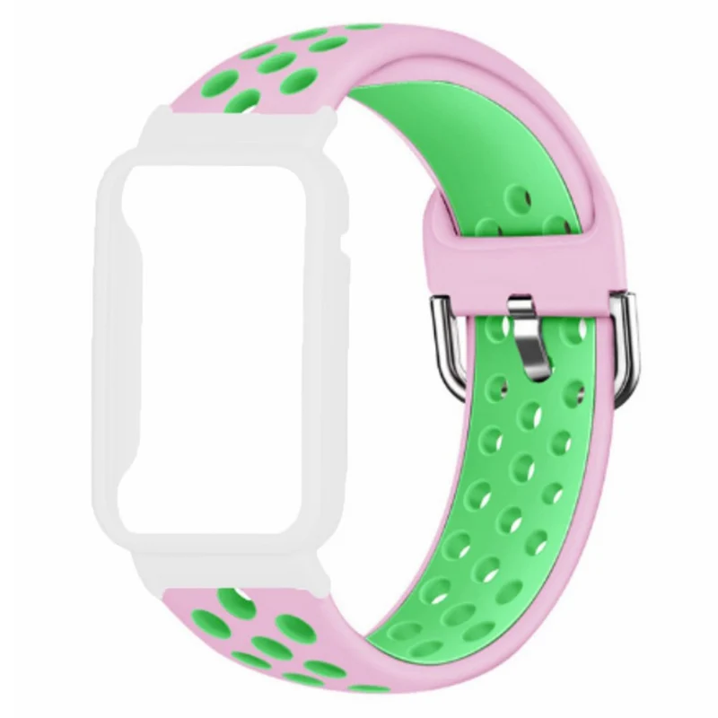 Xiaomi Smart Band 8 Pro Silicone Watch Bands Replacement Strap with Watch Case - Black+Green