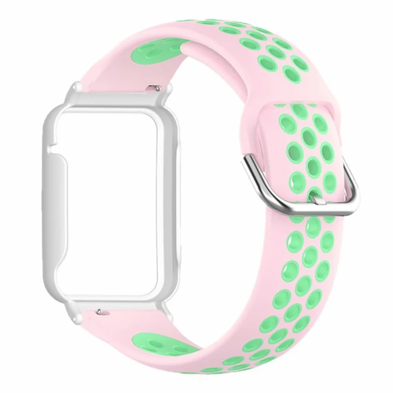 Xiaomi Smart Band 8 Pro Silicone Watch Bands Replacement Strap with Watch Case - Black+Green