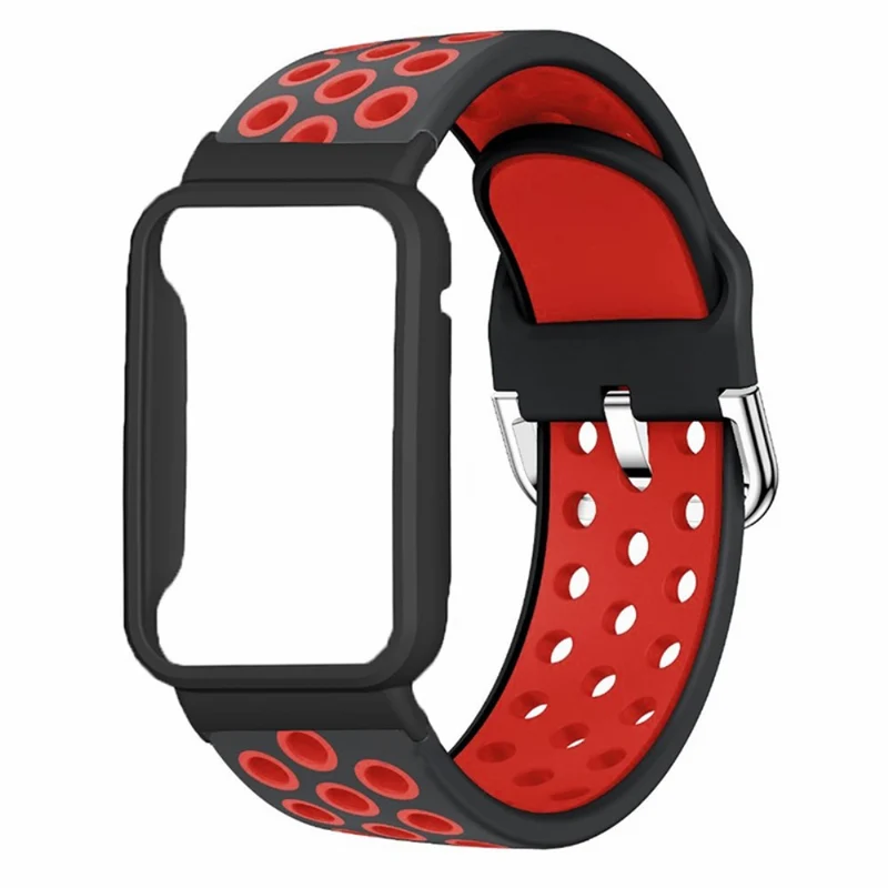 Xiaomi Smart Band 8 Pro Silicone Watch Bands Replacement Strap with Watch Case - Black+Green