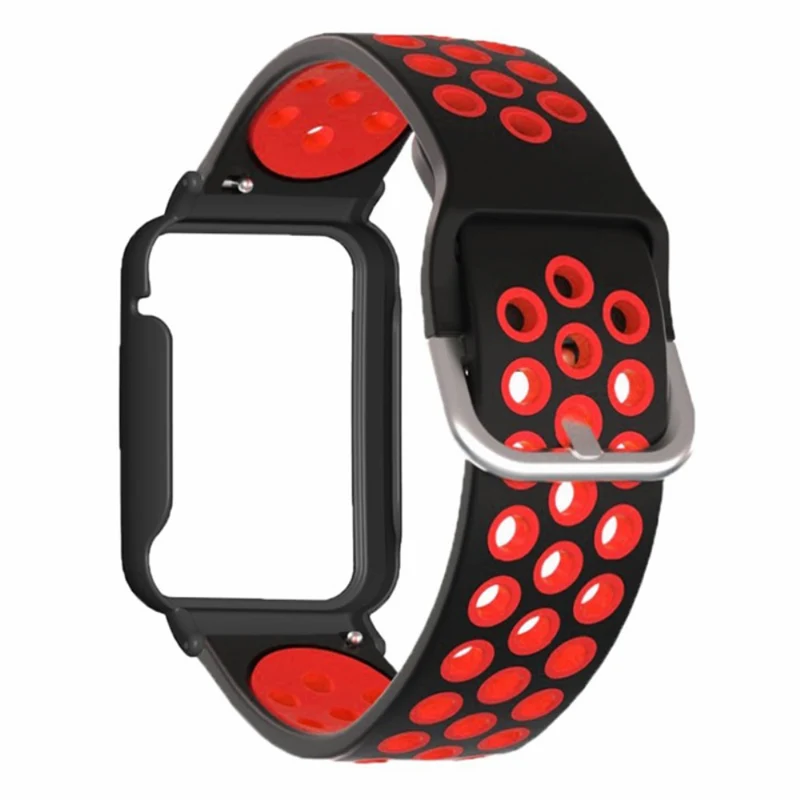 Xiaomi Smart Band 8 Pro Silicone Watch Bands Replacement Strap with Watch Case - Black+Green