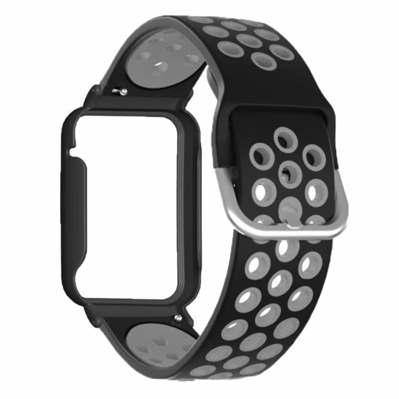Xiaomi Smart Band 8 Pro Silicone Watch Bands Replacement Strap with Watch Case - Black+Green