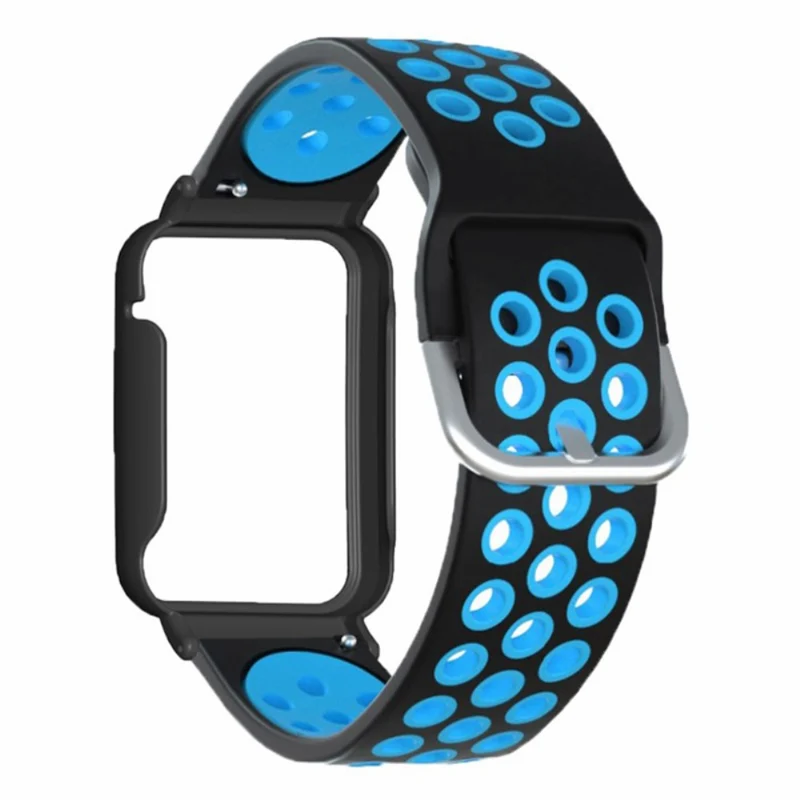 Xiaomi Smart Band 8 Pro Silicone Watch Bands Replacement Strap with Watch Case - Black+Green