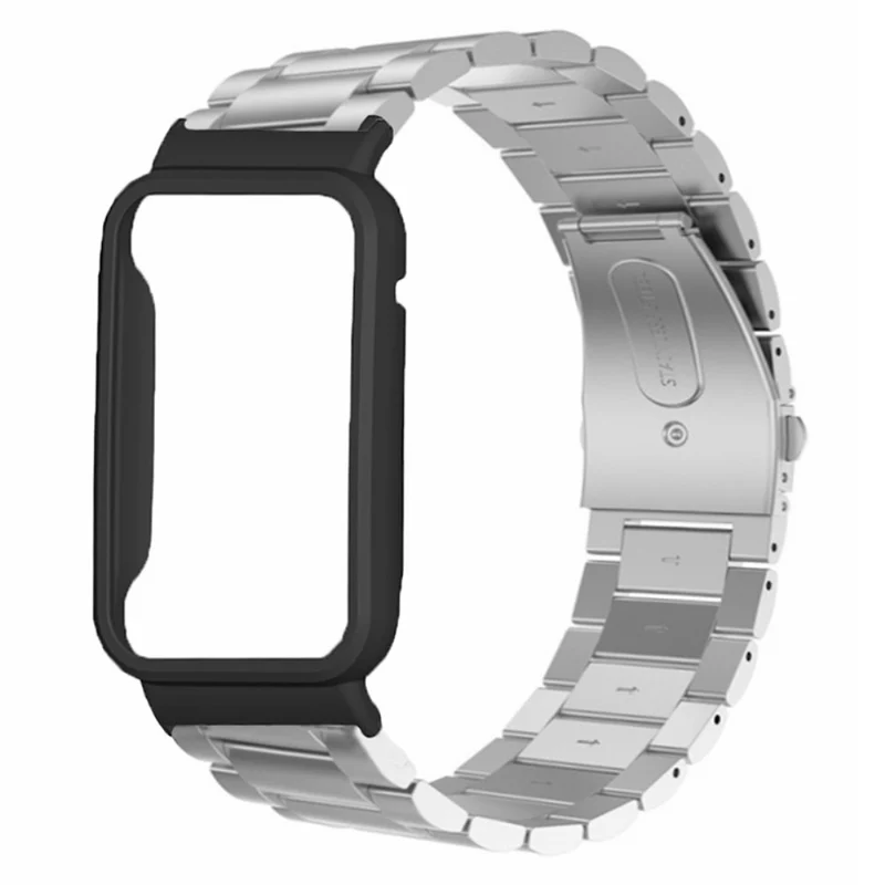 Xiaomi Smart Band 8 Pro Watch Band Stainless Steel Watch Strap with Black Watch Case