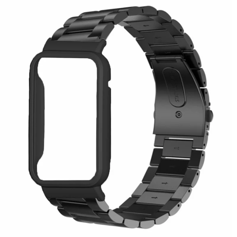 Xiaomi Smart Band 8 Pro Watch Band Stainless Steel Watch Strap with Black Watch Case