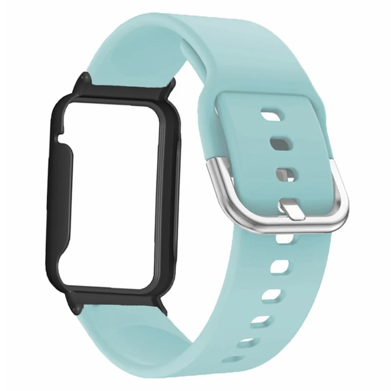 Xiaomi Smart Band 8 Pro Silicone Sport Watch Band with Watch Case - Baby Blue+Black Shell