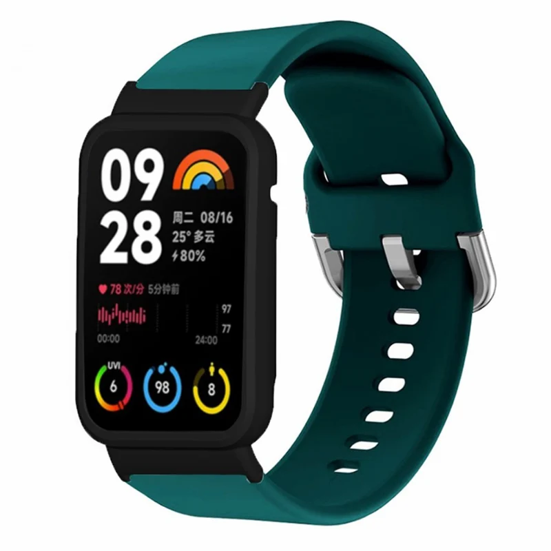 Xiaomi Smart Band 8 Pro Silicone Sport Watch Band with Watch Case - Baby Blue+Black Shell