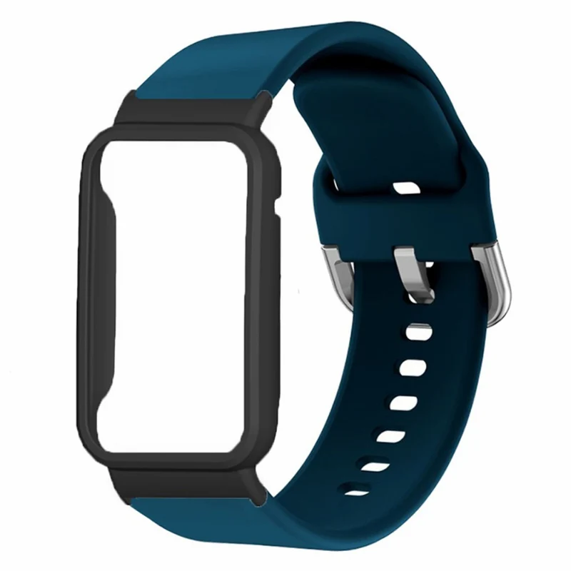 Xiaomi Smart Band 8 Pro Silicone Sport Watch Band with Watch Case - Baby Blue+Black Shell