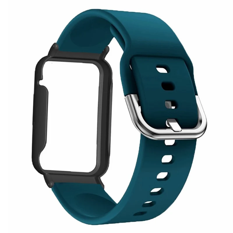 Xiaomi Smart Band 8 Pro Silicone Sport Watch Band with Watch Case - Baby Blue+Black Shell