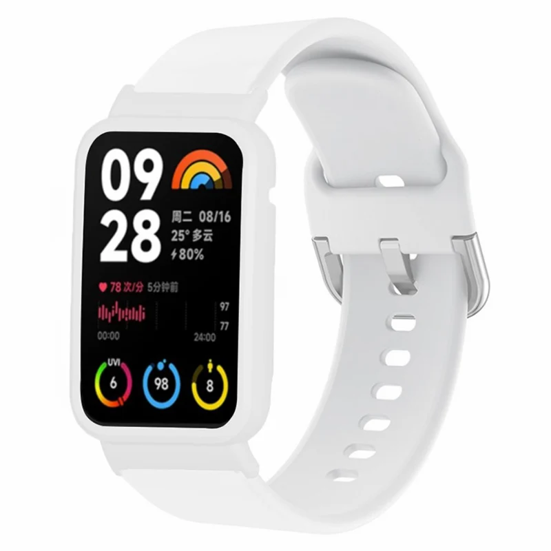Xiaomi Smart Band 8 Pro Silicone Sport Watch Band with Watch Case - Baby Blue+Black Shell
