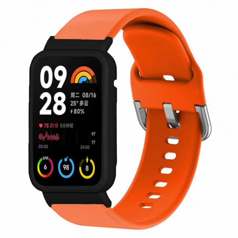 Xiaomi Smart Band 8 Pro Silicone Sport Watch Band with Watch Case - Baby Blue+Black Shell