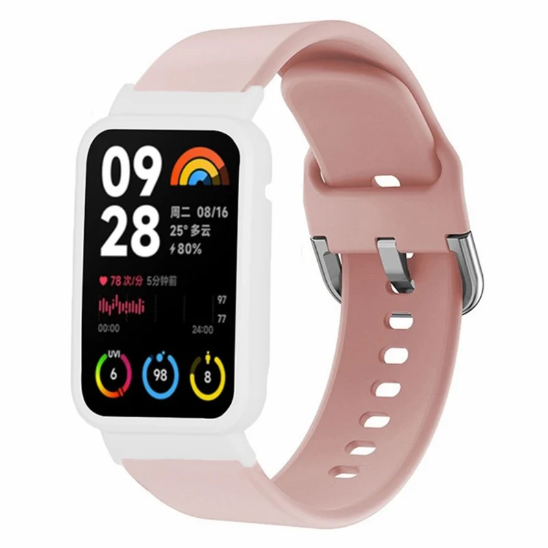 Xiaomi Smart Band 8 Pro Silicone Sport Watch Band with Watch Case - Baby Blue+Black Shell