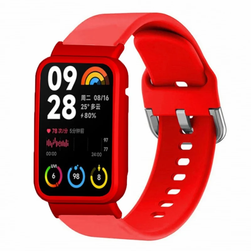 Xiaomi Smart Band 8 Pro Silicone Sport Watch Band with Watch Case - Baby Blue+Black Shell