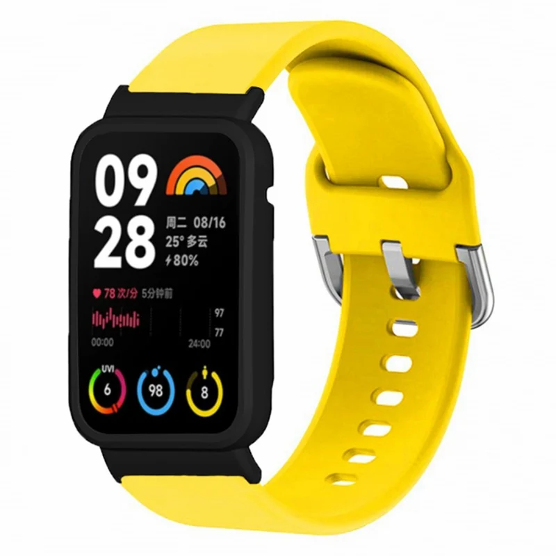 Xiaomi Smart Band 8 Pro Silicone Sport Watch Band with Watch Case - Baby Blue+Black Shell