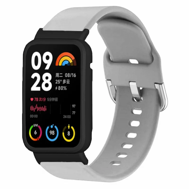 Xiaomi Smart Band 8 Pro Silicone Sport Watch Band with Watch Case - Baby Blue+Black Shell