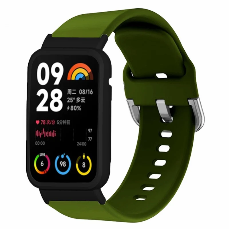 Xiaomi Smart Band 8 Pro Silicone Sport Watch Band with Watch Case - Baby Blue+Black Shell