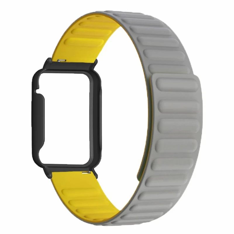 Xiaomi Smart Band 8 Pro Silicone Watch Band Magnetic Strap with Black Watch Case - Black+Orange