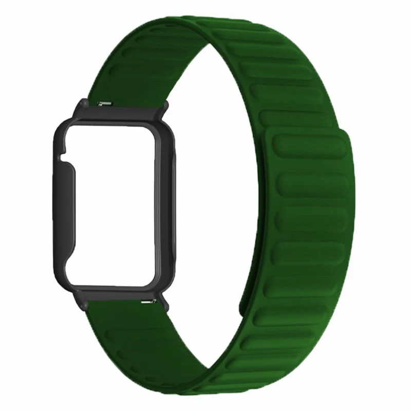 Xiaomi Smart Band 8 Pro Silicone Watch Band Magnetic Strap with Black Watch Case - Black+Orange