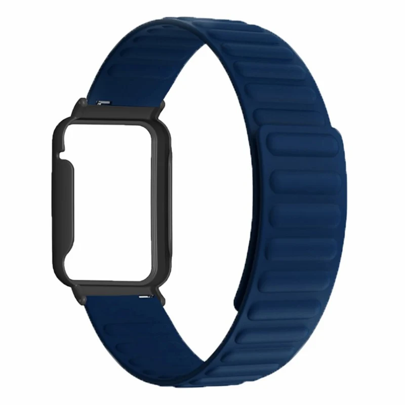 Xiaomi Smart Band 8 Pro Silicone Watch Band Magnetic Strap with Black Watch Case - Black+Orange