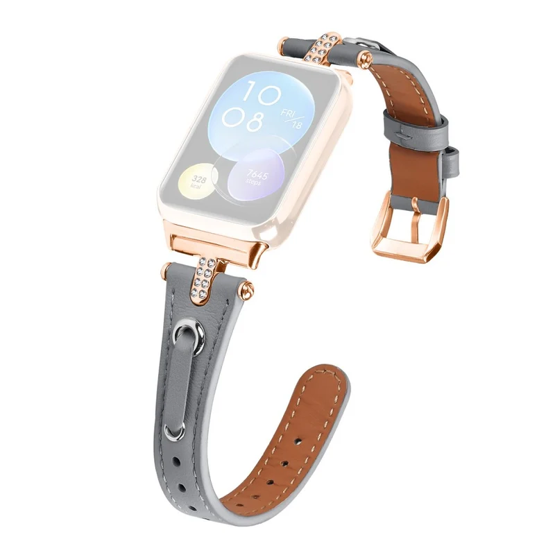 Xiaomi Smart Band 8 Pro Rhinestone Genuine Cow Leather Watch Strap - Apricot